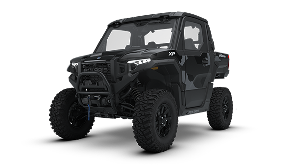 A light and dark grey Polaris Expedition 2-seat vehicle